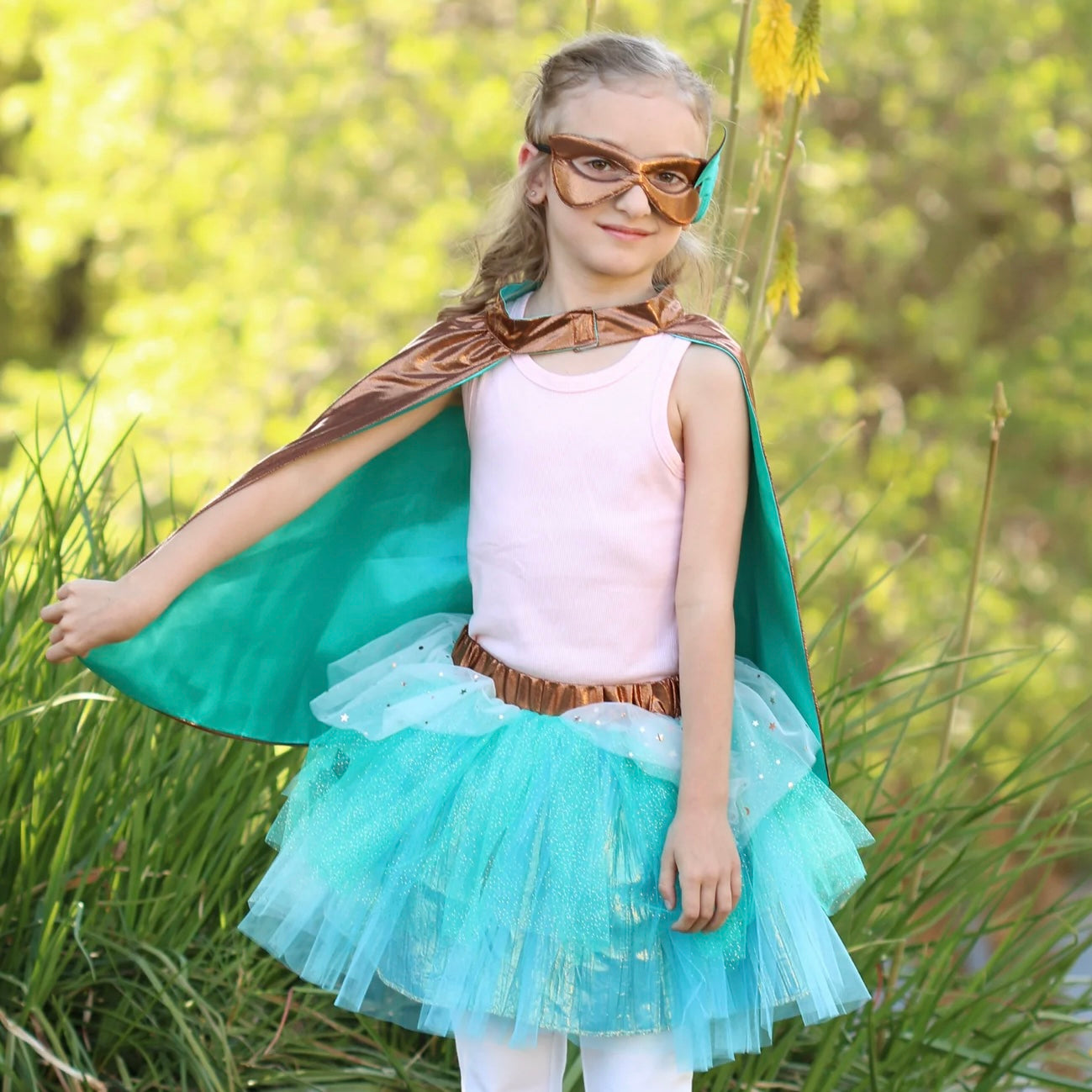 Super-duper Tutu/Cape/Mask, Copper & Teal